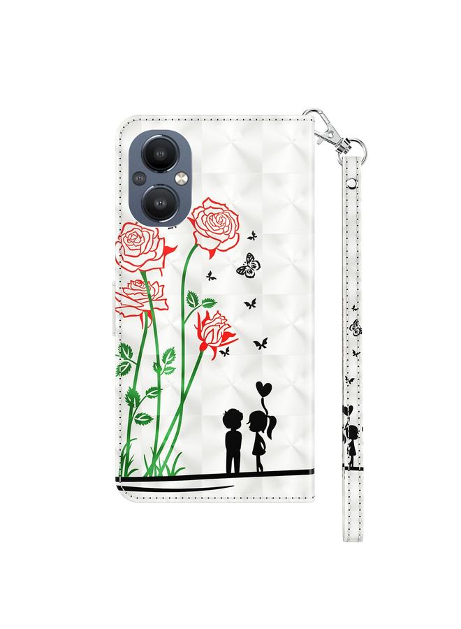 اس-توب جراب لهاتف OPPO A96 5G / Reno7 Z جراب هاتف جلدي مطلي ثلاثي الأبعاد - Image 3