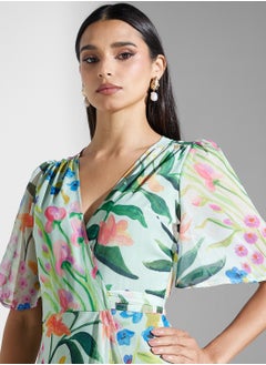 Hope & Ivy Flutter Sleeve Wrap Dress With Tie Waist  - Image 3