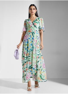 Hope & Ivy Flutter Sleeve Wrap Dress With Tie Waist  - Image 4