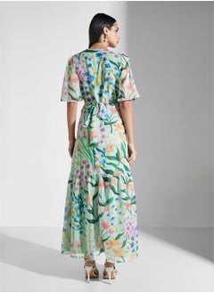 Hope & Ivy Flutter Sleeve Wrap Dress With Tie Waist  - Image 2