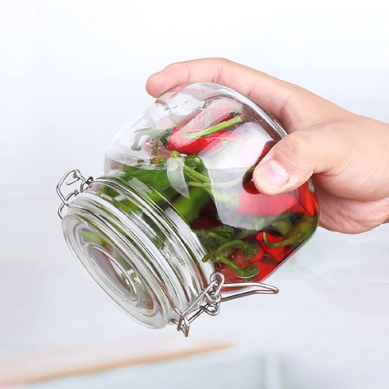 DORMICO Glass Storage Jars Preserve Mason Jar with Clip Fasten Square Glass Jars With Leak Proof Rubber Gasket for Canning Sealing Preserving Meal Prep Overnight Oats Jam Pack of 4 - Image 5