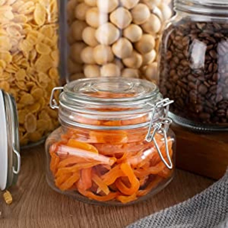DORMICO Glass Storage Jars Preserve Mason Jar with Clip Fasten Square Glass Jars With Leak Proof Rubber Gasket for Canning Sealing Preserving Meal Prep Overnight Oats Jam Pack of 4 - Image 4