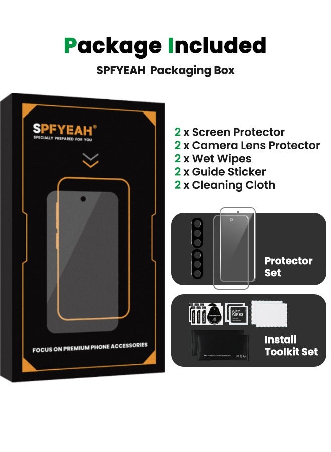 SPFYEAH [2+2 Pack] Samsung Galaxy A56 HD Screen Protector with Camera Lens Protector, [9H Hardness][Touch Sensitive][Fingerprint Unlock][Anti Scratch][Bubble Free][Case Friendly] Protector Set for Samsung 56 5G 6.7 inch (Boxed, 2+2 PCS)  - Image 3