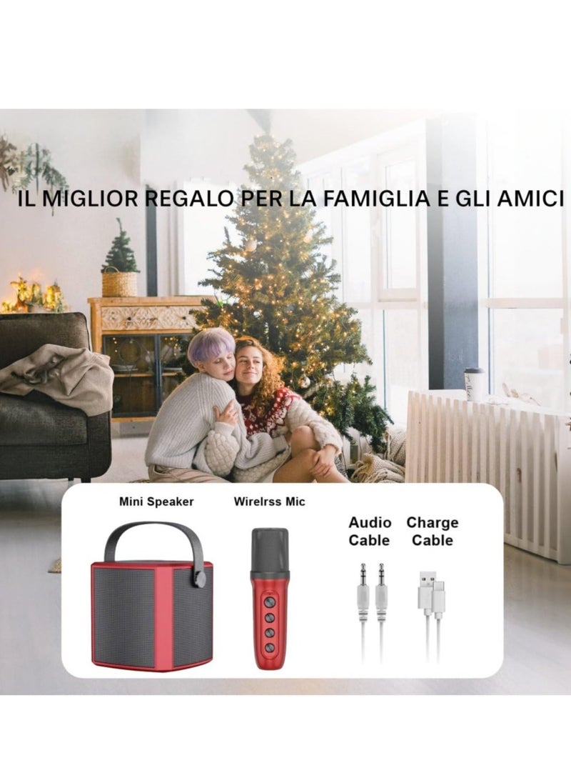 TIGER - Portable Bluetooth Karaoke Speaker with Rechargeable Wireless Microphone, Type-C, Multiple Voice Modes, TF Card Support – Red – Ideal for Parties, Karaoke, and Singing Sessions - Image 1