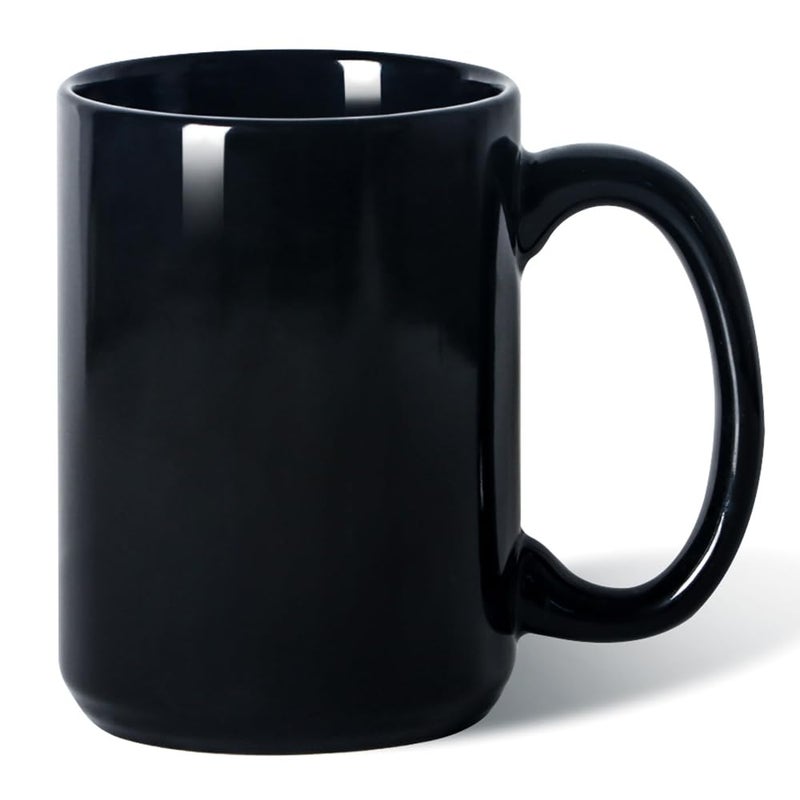 Smilatte 16 OZ Porcelain Coffee Mug Classic Blank Ceramic Cup with Large Handle for Tea Latte Cappuccino Black