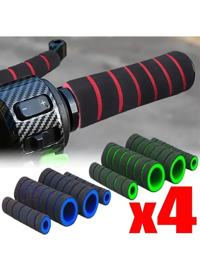 Red Anti Slip Shock Absorbing Motorcycle Handlebar Grips High Density Foam Comfortable 4 Pcs Set - Image 1