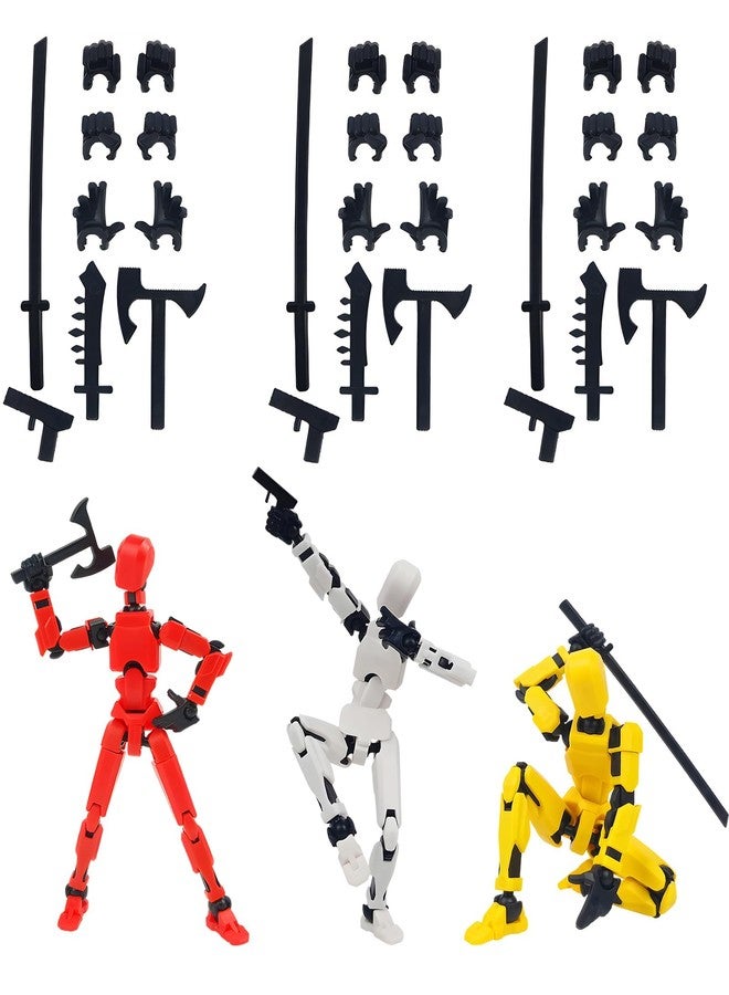 Action Figure, 3 Pcs Dummy 13 Action Figure, T13 Multi-Jointed Poseable Action Figure Toys, Yellow White Red Titan Collectible Figures for Enthusiasts & Collectors