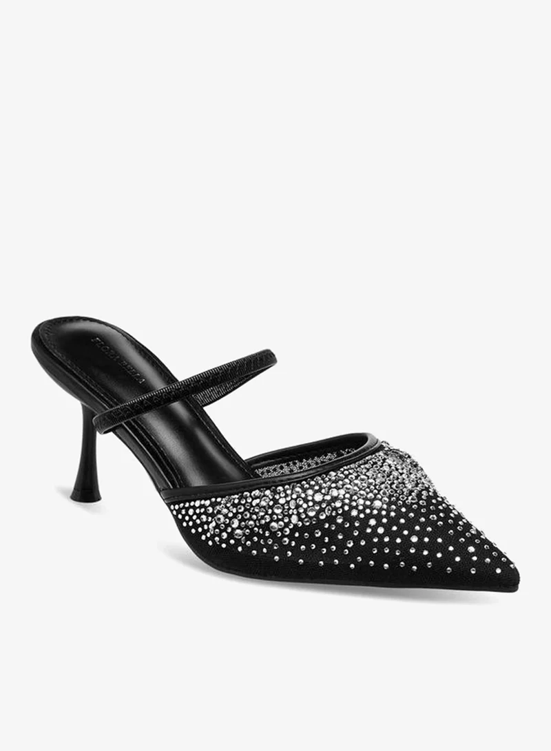 Flora Bella By Shoexpress Flora Bella Women Embellished Flared Heel Mules