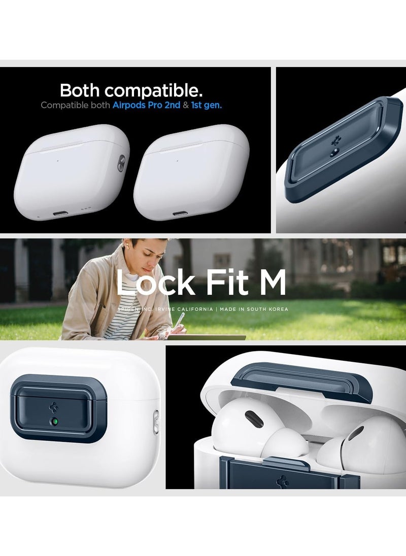 Lock Fit M for AirPods Pro 2 / Airpods Pro Secure Locking Device & Lanyard Strap with EZ Fit Install Kit [Charging Case NOT included] - Metal Slate