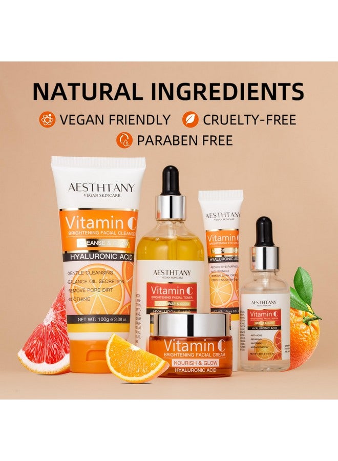 ايه اي اس تي اتش تي ايه ان واي مجموعة العناية بالبشرة الطبيعية من AESTHTANY، مجموعة العناية بالبشرة بحمض الهيالورونيك المرطب، مجموعة تجميل نسائية مكونة من 5 قطع - Image 4