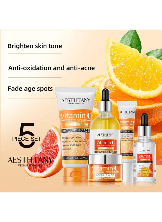 ايه اي اس تي اتش تي ايه ان واي مجموعة العناية بالبشرة الطبيعية من AESTHTANY، مجموعة العناية بالبشرة بحمض الهيالورونيك المرطب، مجموعة تجميل نسائية مكونة من 5 قطع - Image 3