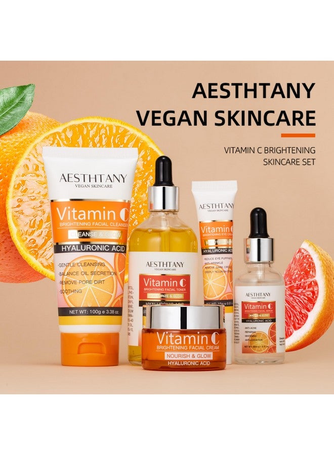 ايه اي اس تي اتش تي ايه ان واي مجموعة العناية بالبشرة الطبيعية من AESTHTANY، مجموعة العناية بالبشرة بحمض الهيالورونيك المرطب، مجموعة تجميل نسائية مكونة من 5 قطع - Image 2