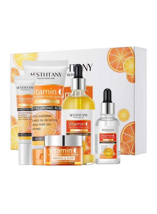 ايه اي اس تي اتش تي ايه ان واي مجموعة العناية بالبشرة الطبيعية من AESTHTANY، مجموعة العناية بالبشرة بحمض الهيالورونيك المرطب، مجموعة تجميل نسائية مكونة من 5 قطع - Image 1