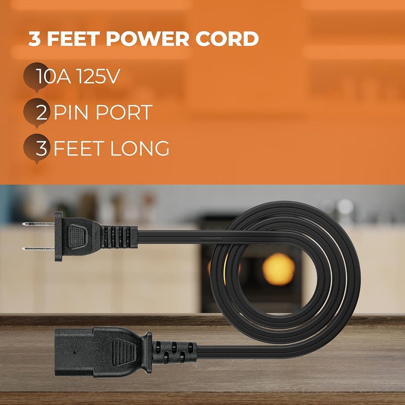 Pokin 3ft Power Cord Replacement Parts for Selected (Not All) 6 Quart Crock Pot Express Pressure Cooker Multicooker Sccppc600-V1,2 Pin /2 Prongs Pressure Cooker Cord - Image 2
