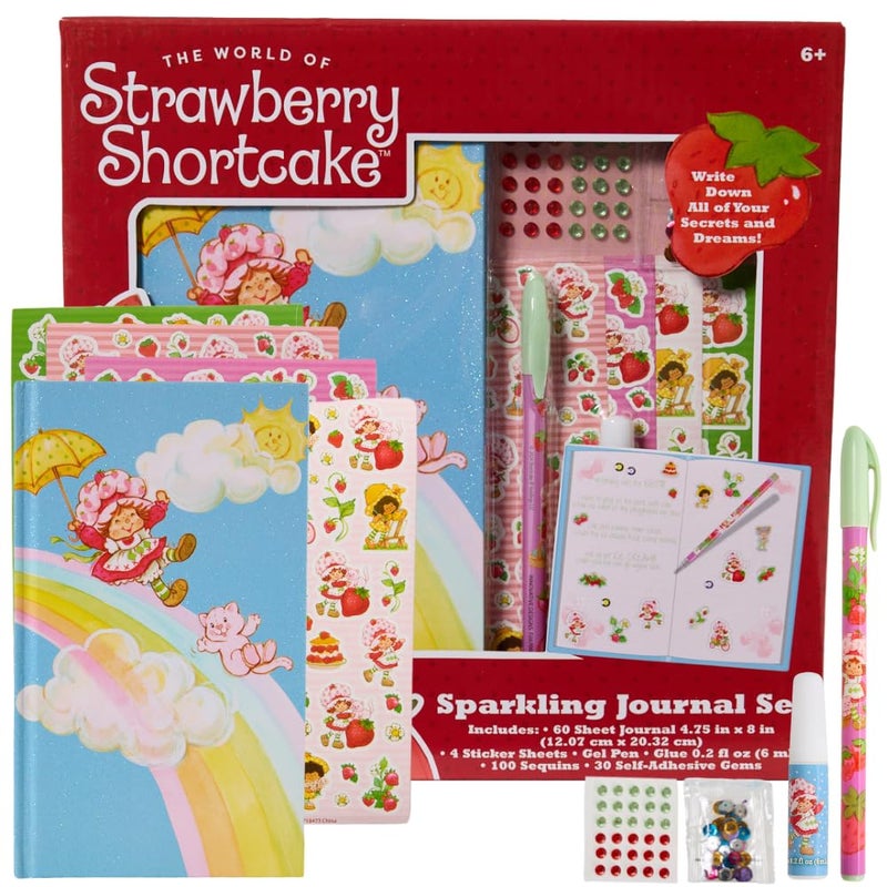 Innovative Designs Strawberry Shortcake Sparkle Journal Set for Kids, Journal Kit with Stickers and Gems - Image 1