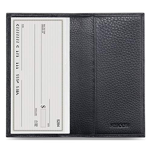 HISCOW Duplicate Checkbook Cover for Men & Women - Full Grain Leather (Pebbled Black) - Image 1