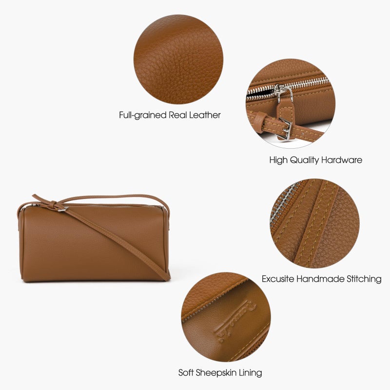 DONNAIN Premium Full-Grained Leather Crossbody Purses for Women, Hobo Bags for Women Crossbody with Adjustable Strap (Caramel-Lychee pattern, Small) - Image 4