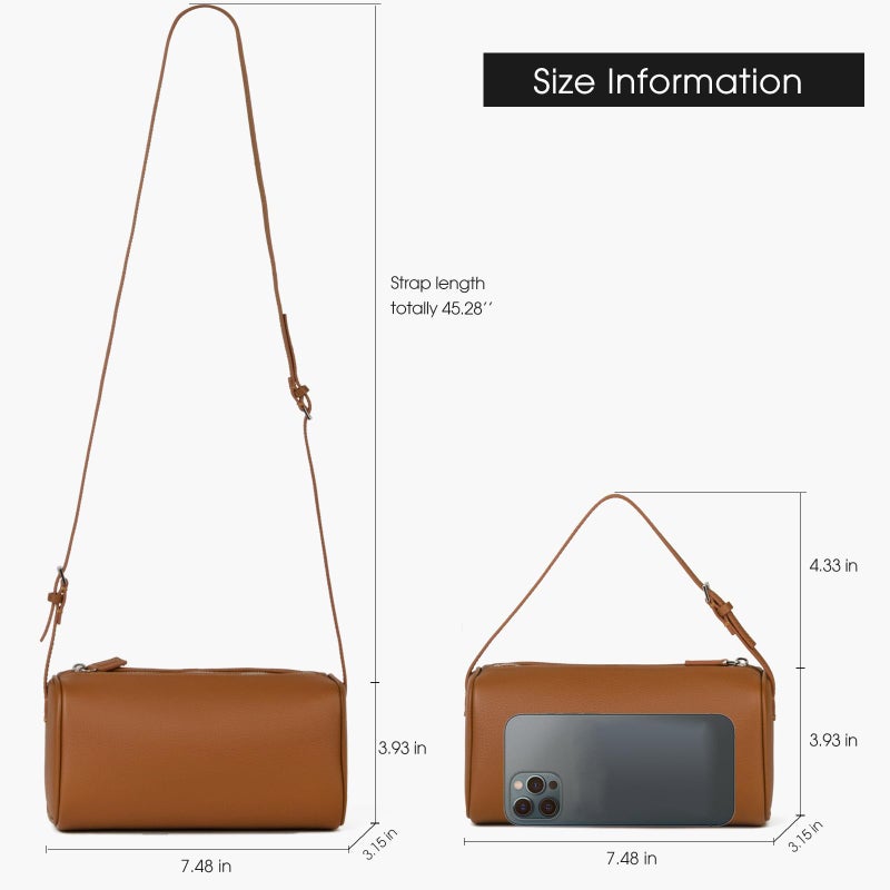 DONNAIN Premium Full-Grained Leather Crossbody Purses for Women, Hobo Bags for Women Crossbody with Adjustable Strap (Caramel-Lychee pattern, Small) - Image 3