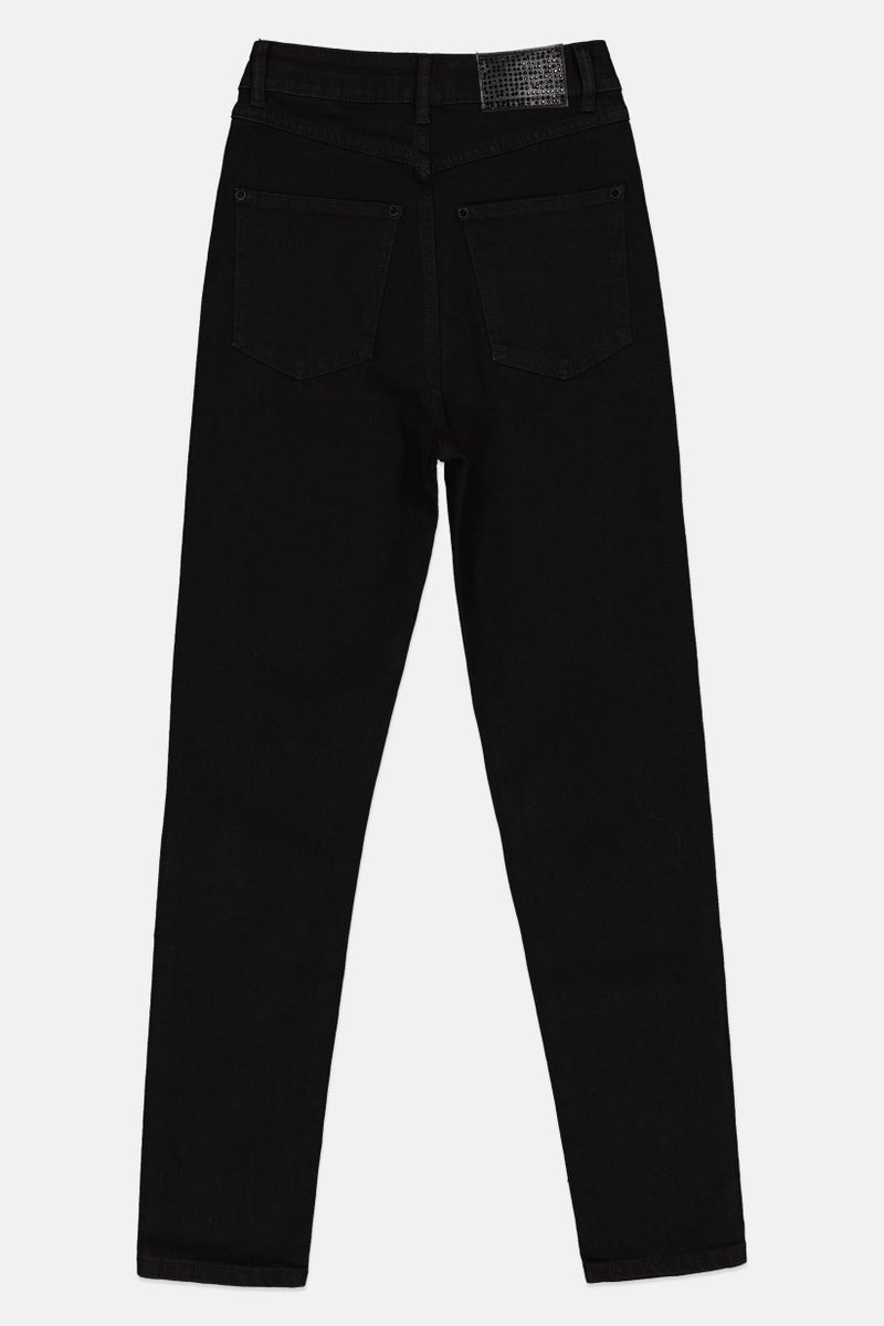 Mohito Women Slim Fit Embellished Stretchable Jeans, Black - Image 3