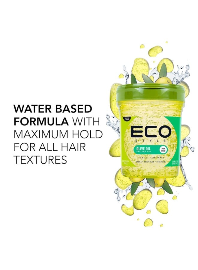 Eco Style جل تصفيف زيت الزيتون إيكو ستايل 946 مل | جل شعر خالي من الكحول لللمعان والرطوبة والثبات الأقصى - Image 4