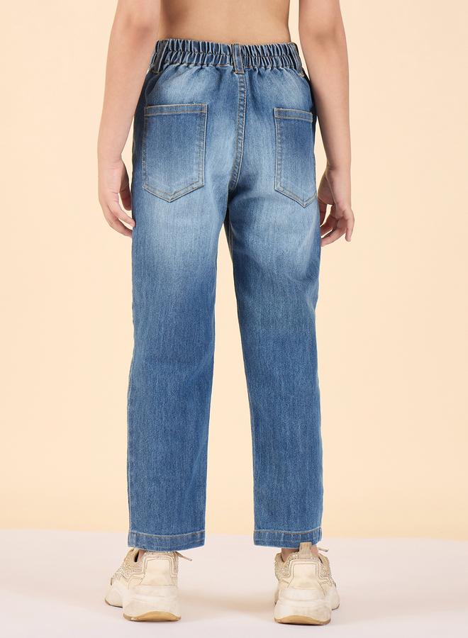Stylo Bug Girls Blue Acid Wash Faded Jeans - Image 3