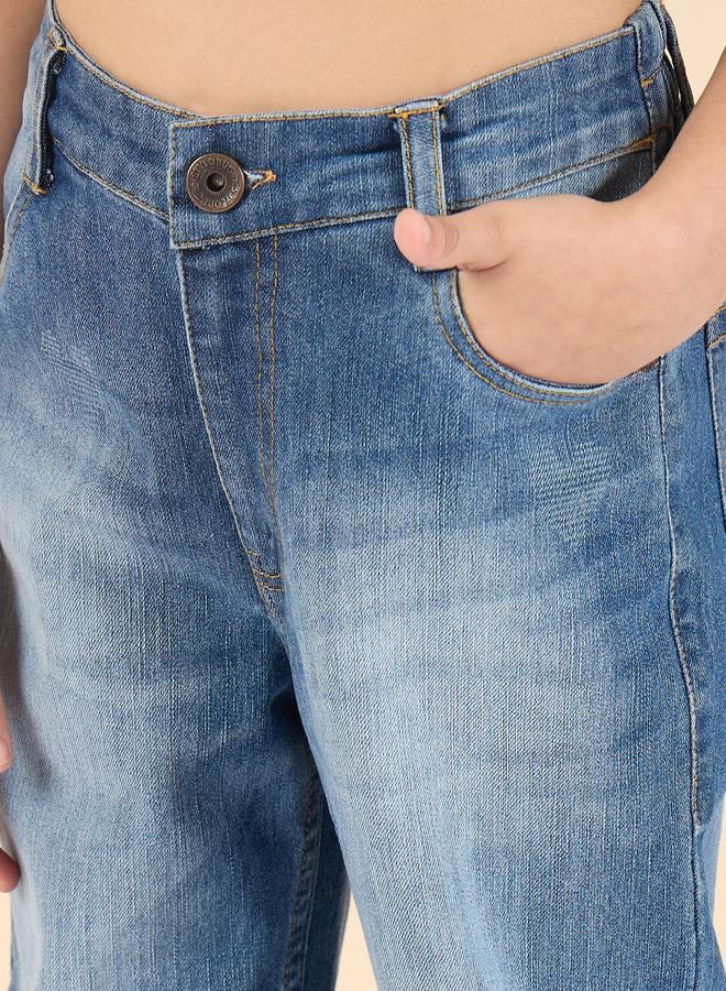 Stylo Bug Girls Blue Acid Wash Faded Jeans - Image 4