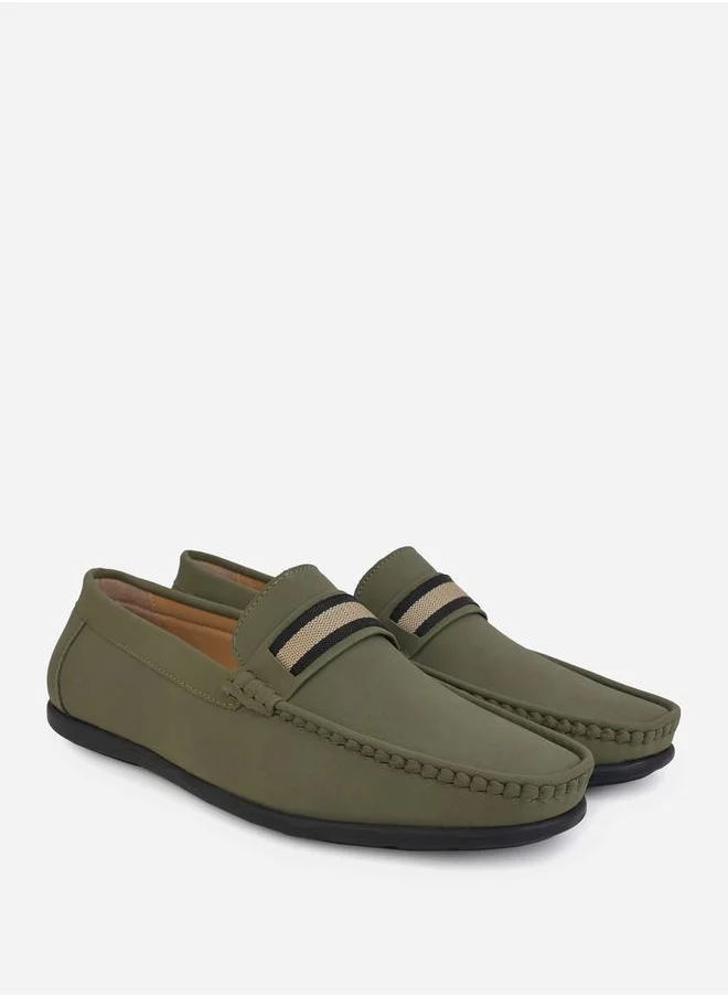 Styli Slip On Striped Band Loafers