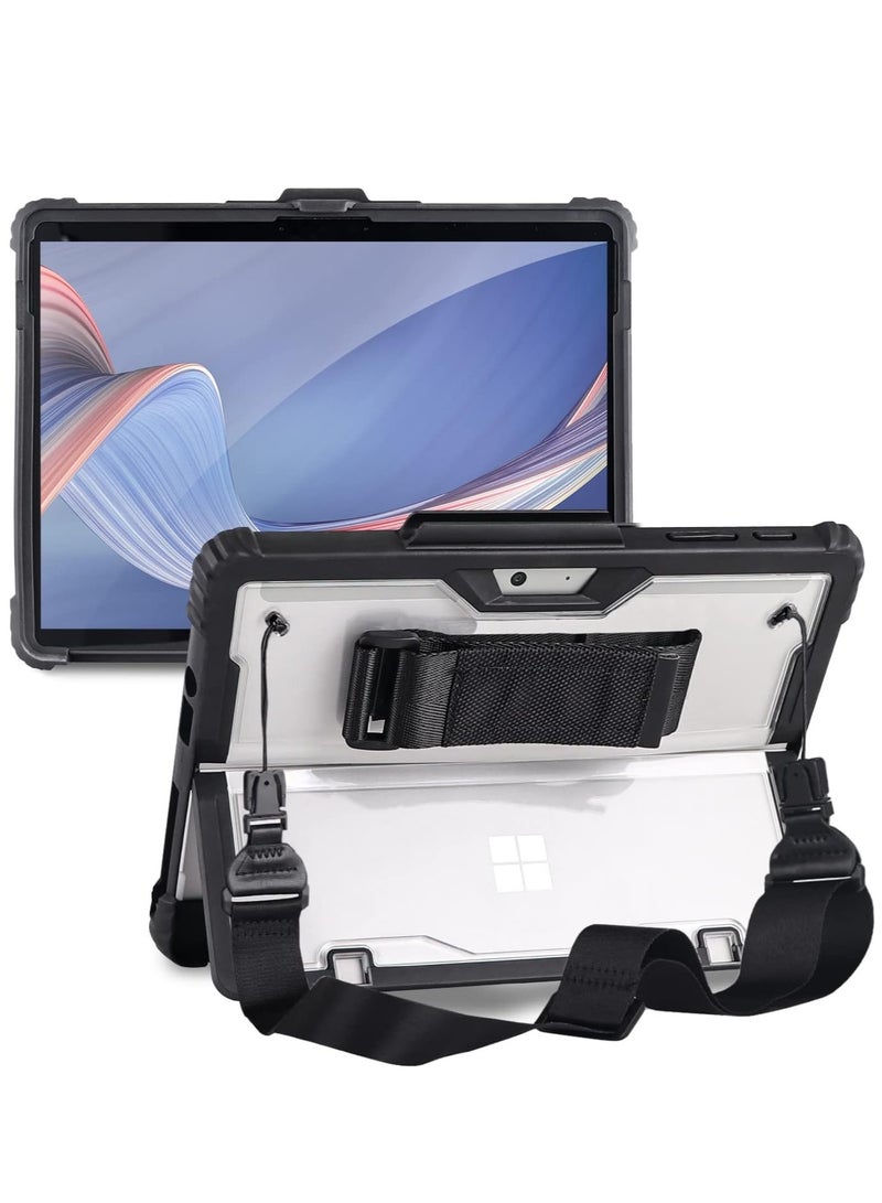 Protective Case Compatible with Microsoft Surface Pro 9 with Shoulder Strap, Hand Strap, Stylus Pen Holder, Rugged, Shock-Absorbing and Drop-Resistant - Image 1