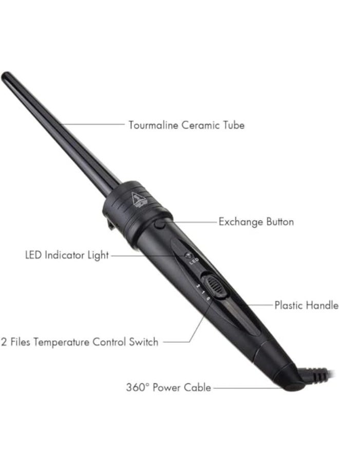 WENTCCION Professional Curling Wand Set,6-IN-1 Curling Iron,Instant Heat Up Hair Curler with 6 Interchangeable Ceramic Barrels(9-32mm),with LED & 2 Temperature Adjustments and Heat Resistant Glove - Image 2