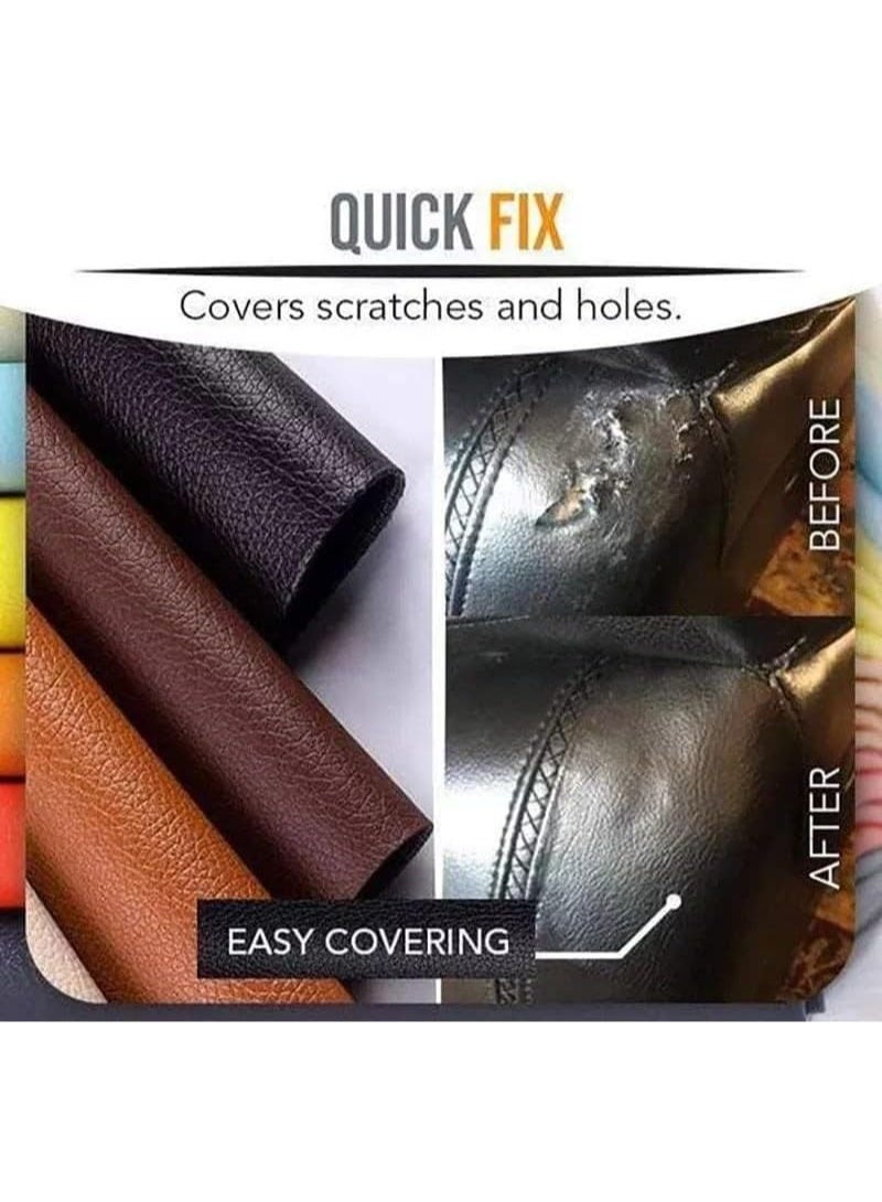 Leather Repair Patches Black Leather Adhesive Patch First Aid for Sofa, Car Seat, Handbag - 2 Pieces - Black - Size 30*20cm - Image 4