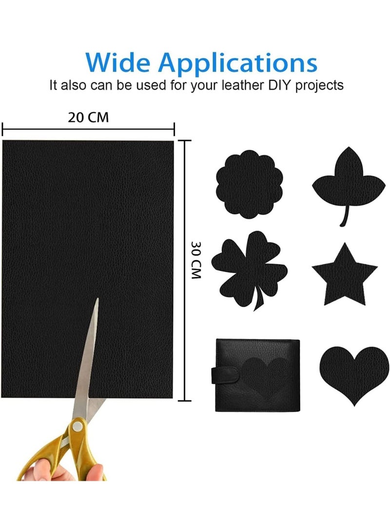 Leather Repair Patches Black Leather Adhesive Patch First Aid for Sofa, Car Seat, Handbag - 2 Pieces - Black - Size 30*20cm - Image 3