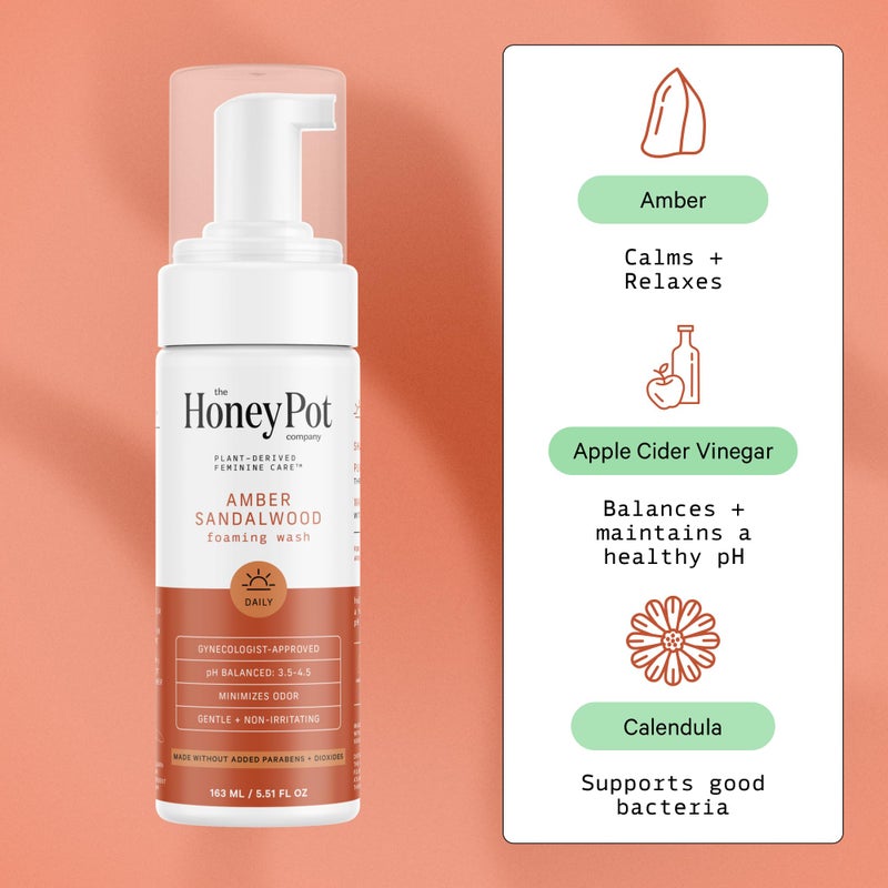 The Honey Pot Company - Feminine Wash - Herbal Infused - Sensitive Skin Types - PH Balanced Plant Based Hygiene Products - Amber Sandalwood - 5.51 Fluid Oz. - Image 2