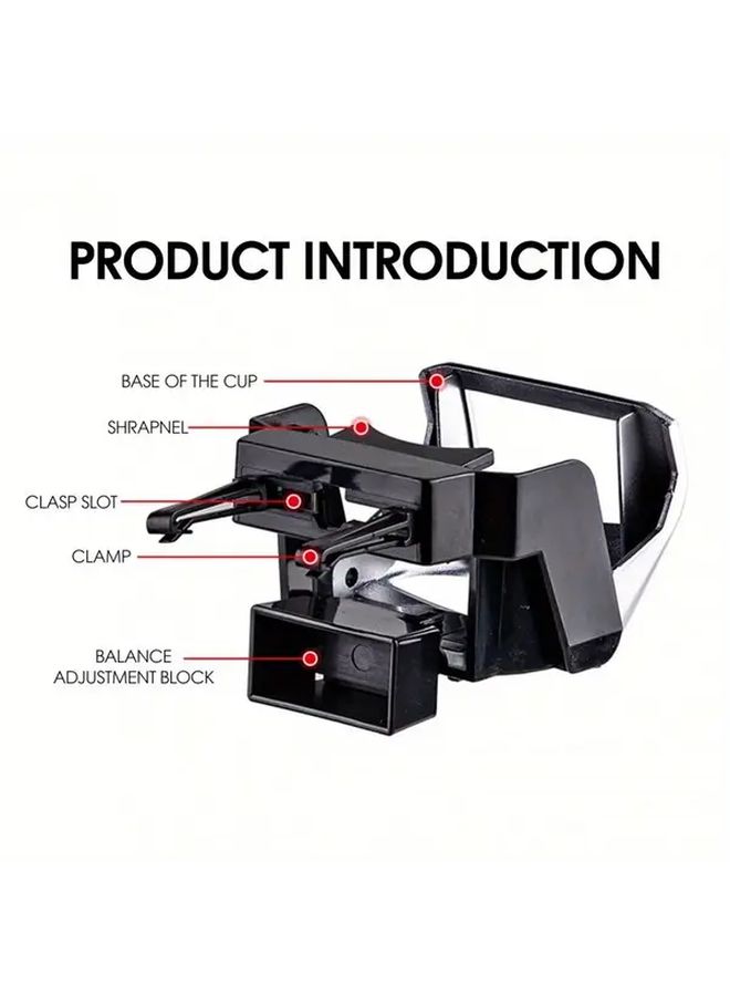 Silvery Adjustable Car Cup Holder For Air Vent With Suction Cup And Clamp Bracket - Image 4