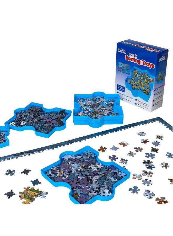 WHITE MOUNTAIN White Mountain Stackable Puzzle Sorting Trays - 6 Plastic Shaped Trays, Stores Up to 1000 Jigsaw Pieces  - Image 1