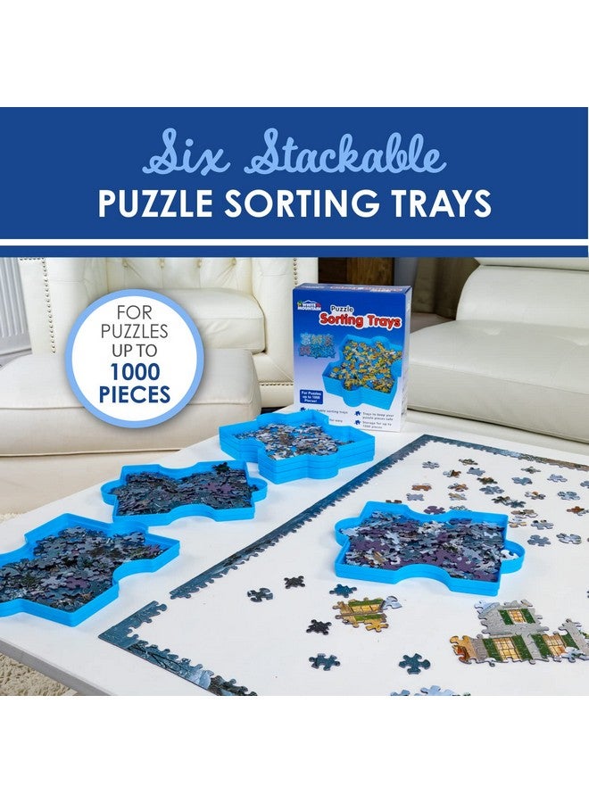 WHITE MOUNTAIN White Mountain Stackable Puzzle Sorting Trays - 6 Plastic Shaped Trays, Stores Up to 1000 Jigsaw Pieces  - Image 2