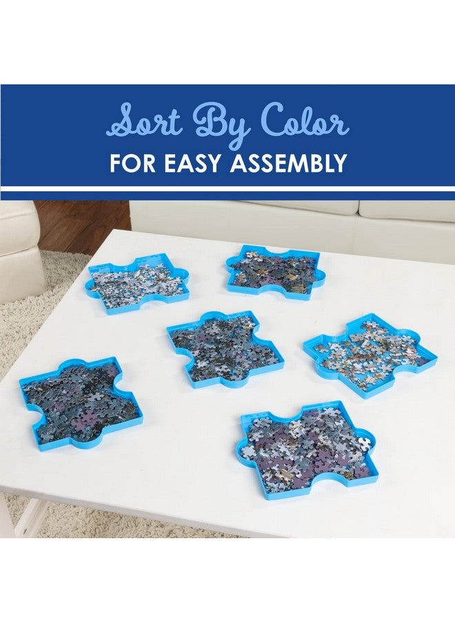WHITE MOUNTAIN White Mountain Stackable Puzzle Sorting Trays - 6 Plastic Shaped Trays, Stores Up to 1000 Jigsaw Pieces  - Image 3