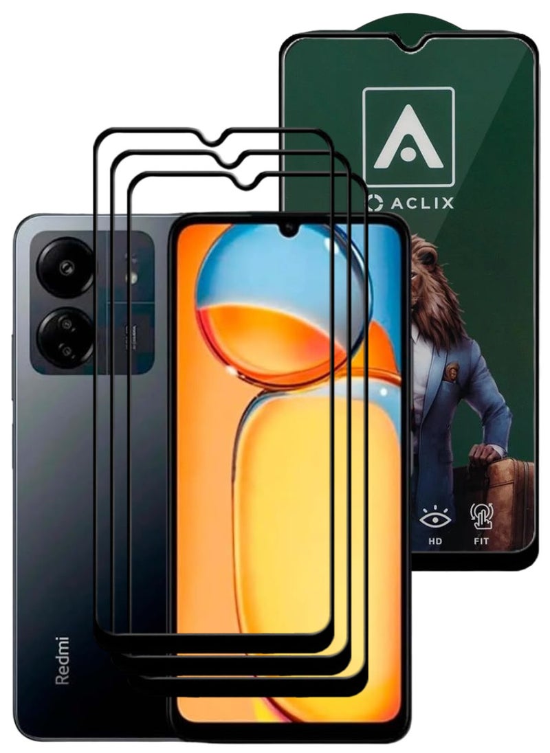 ACLIX 3 Pieces Antistatic ESD Dustproof Premium Quality High Definition Tempered Glass Screen Protector Designed For Xiaomi Redmi 13C - Image 1