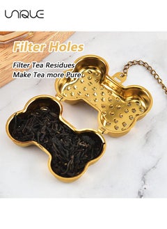 Unique 5 Styles Loose Leaf Tea Infusers, Gold Stainless Steel Tea Strainer, Reusable Tea Ball with Chain Hook, Fine Holes Tea Filters for Tea Steeper (5 styles)  - Image 4