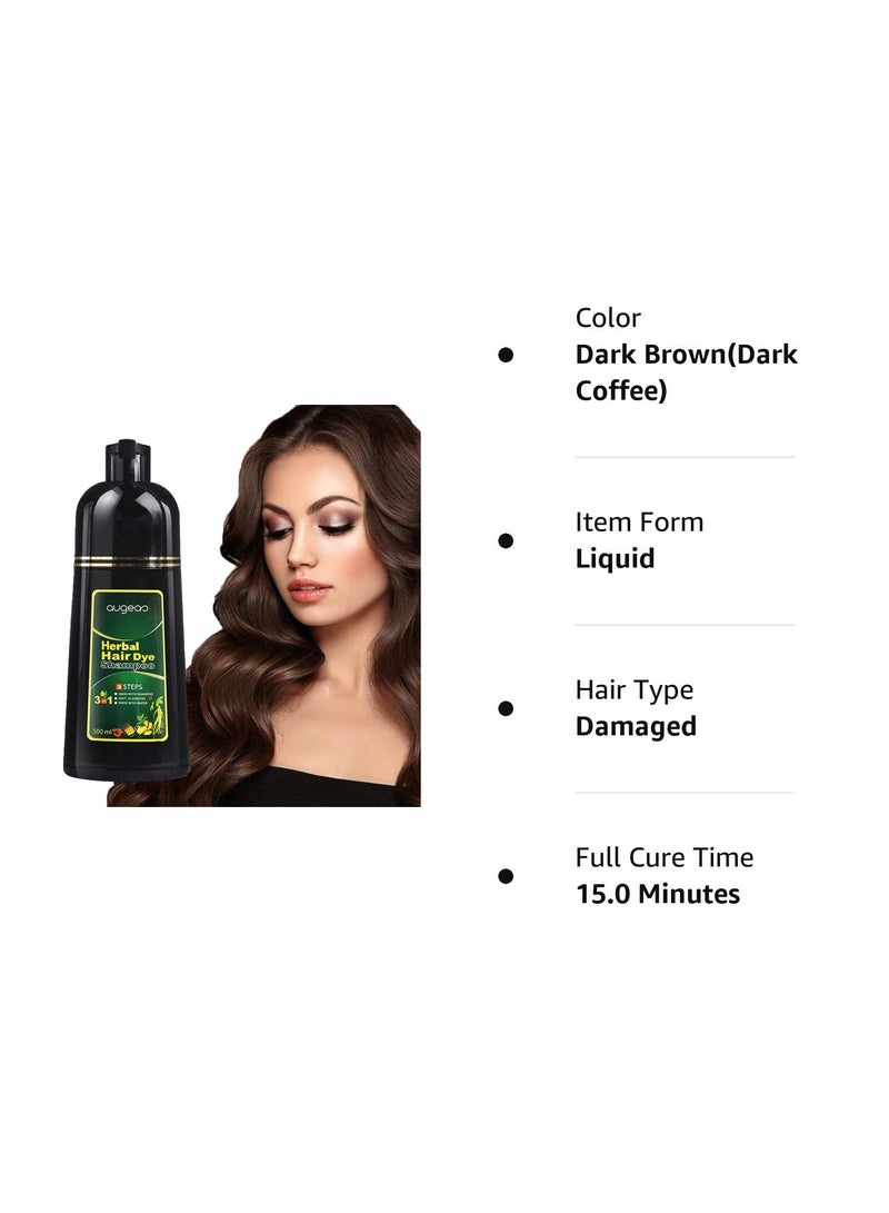 اوجياس شامبو صبغ الشعر، شامبو 3 في 1 عضوي عشبي طبيعي لتلوين الشعر بسرعة للرجال والنساء يغطي الشعر الرمادي والأبيض (بني غامق) - Image 5