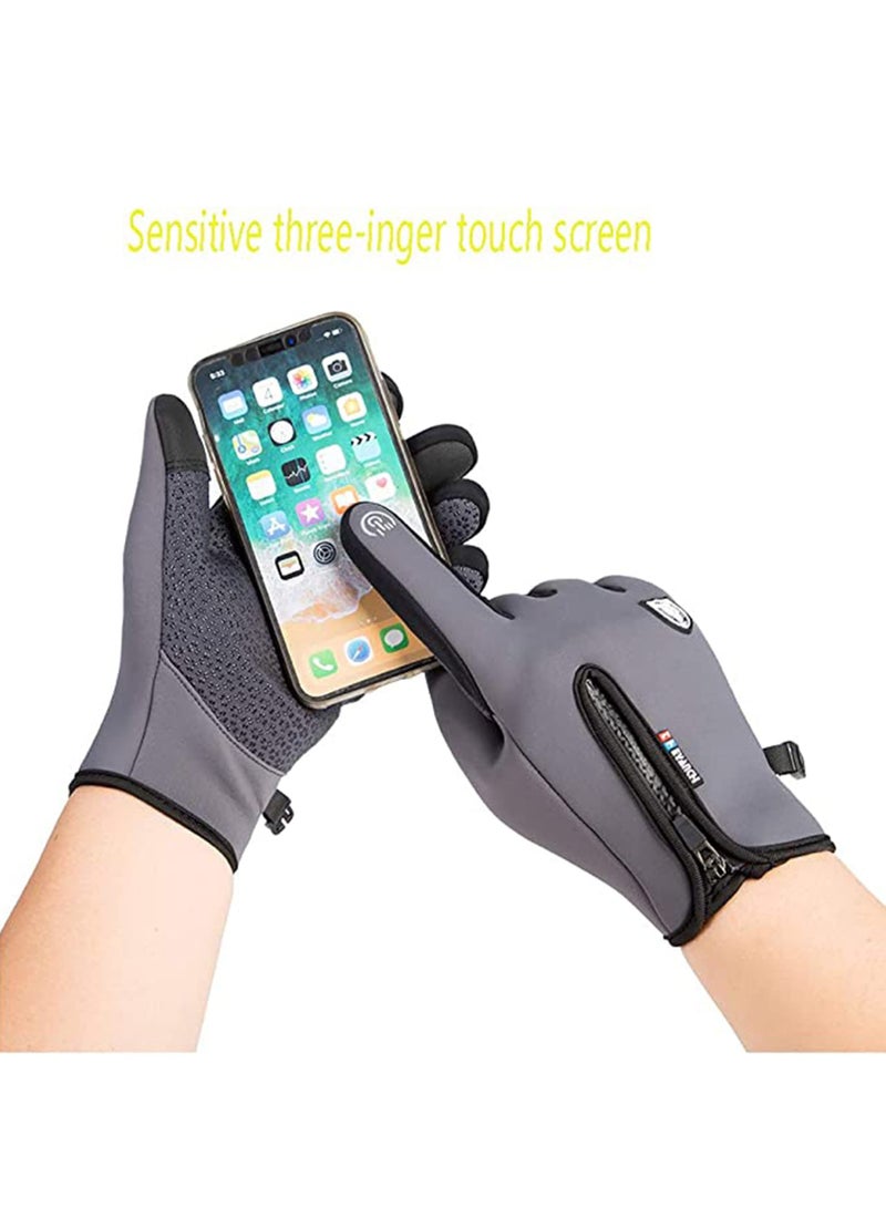 Excefore Winter Warm Gloves Men Women Cycling Windproof and Waterproof Pu Leather Touchscreen Cold Weather Driving Gloves, Size: M  - Image 2