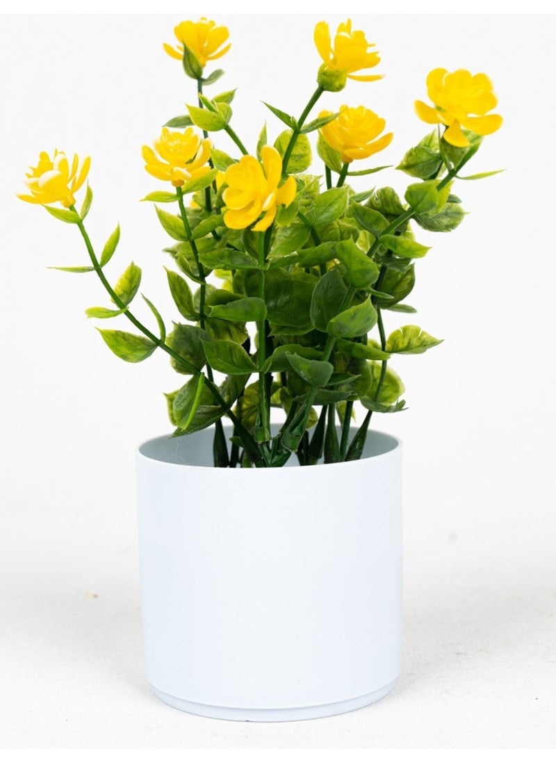 Artificial Flower in White Mini Pot