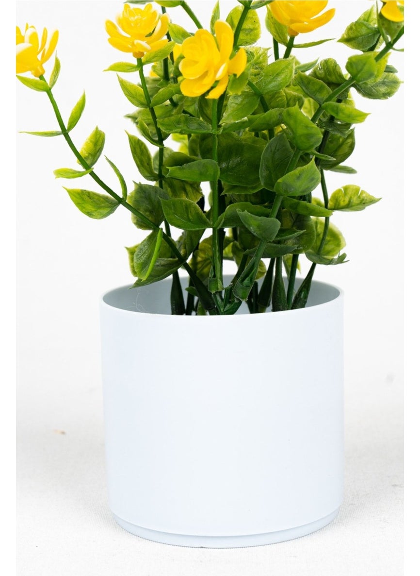 Artificial Flower in White Mini Pot