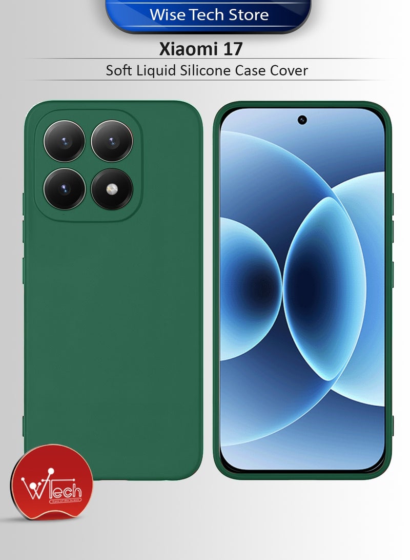دبليو تيك غطاء حماية من السيليكون السائل الناعم لهاتف شاومي 17 5G 2025 (MCRPSN) - أخضر داكن - Image 1