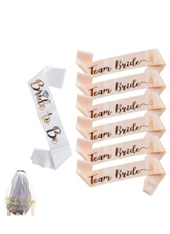 LYNLYN Team Bride Bracelets,Hen Party Wristbands Set Bride Tribe Hair Ties with Golden Lettering for Wedding,Bachelor Party,Bridal Shower Decor  - Image 1