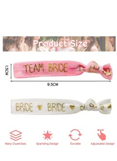 LYNLYN Team Bride Bracelets,Hen Party Wristbands Set Bride Tribe Hair Ties with Golden Lettering for Wedding,Bachelor Party,Bridal Shower Decor  - Image 3