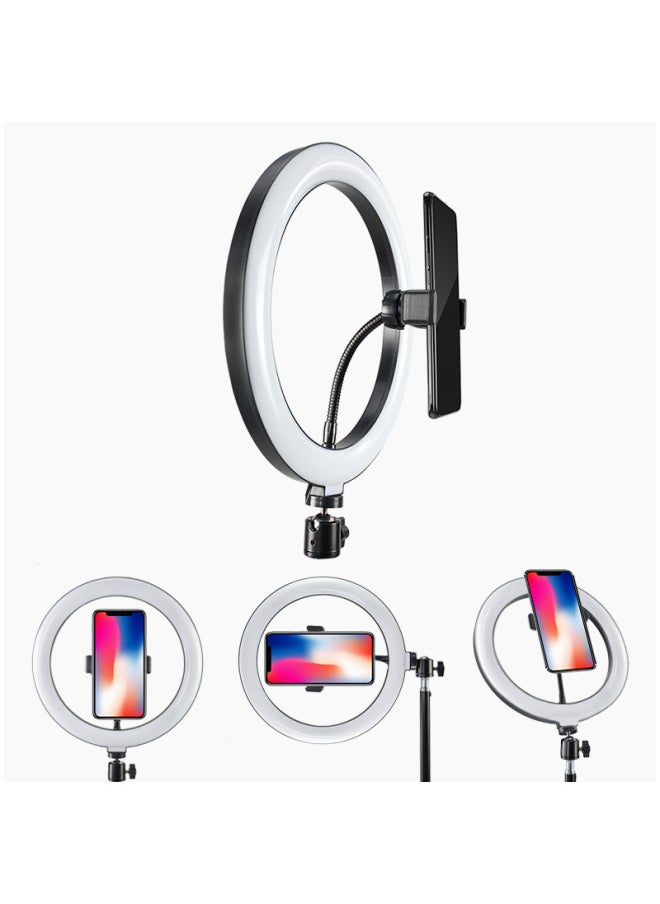 General - Mobile Phone Live Broadcast Bracket Led Three-color Ring Fill Light Live Light Net Red Photography Fill Light Spot Wholesale-Specifications:160cm Bracket 10 Inch Fill Light Three-position Mobile Pho - Image 1