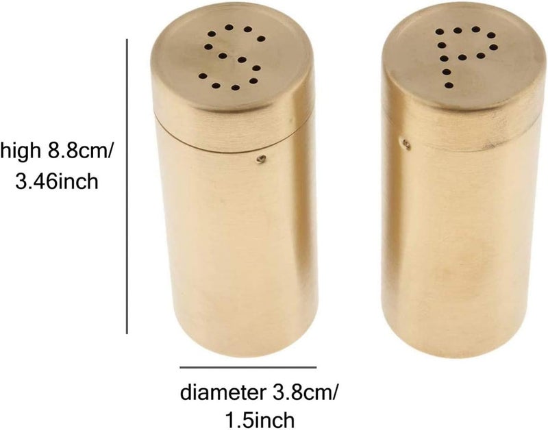klarako 2Pcs Stainless Steel Bottom Casing Salt and Pepper Shakers Set with Tray and Letter, Gold, 8.8X3.8cm - Image 2