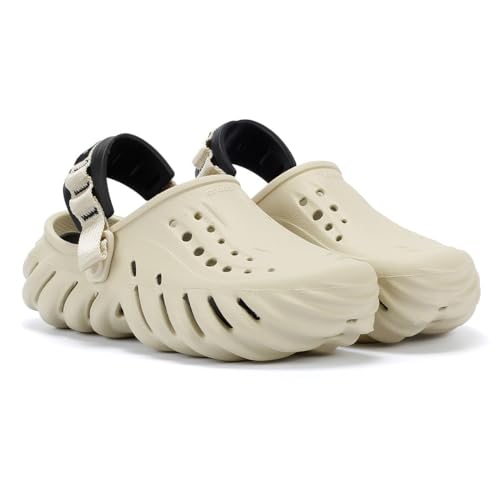 Crocs Unisex-Adult Echo Clogs, Bone/Black, 6 Men/8 Women - Image 2