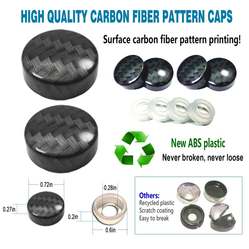 Youoy Stainless Steel License Plate Screws -Carbon Fiber License Plate Caps Cover For Carbon License Plate Frame Holder  Front Rear Car Tag Bolts - Image 3