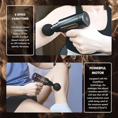 DR PT Gun Massager for Athletes Handheld Neck & Back Massager | 6 Specialized Heads | LED Touch Panel |30 Speed Level Massager for Full Body with Premium Carry Bag. (Ultra Gun) - Image 4